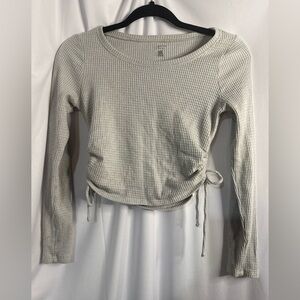 Gilly Hicks Textured Cream Long Sleeve Top